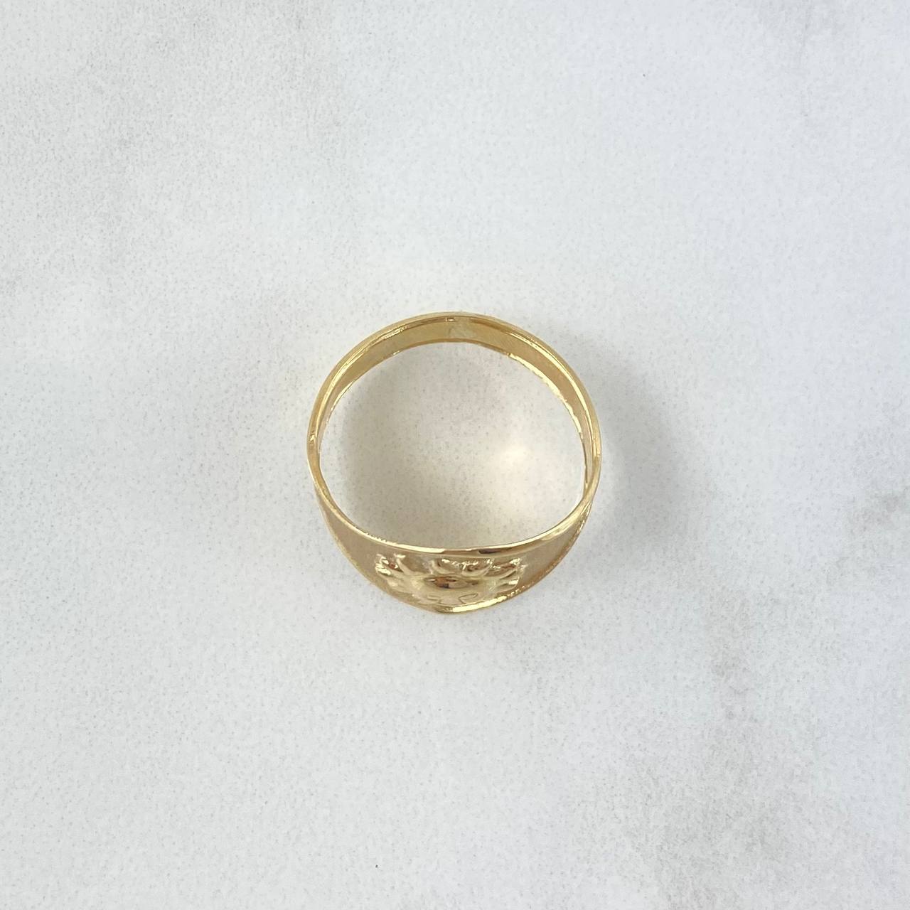Anillo Sello Sol 2gr / T7 / Mate Texturizado Oro Amarillo ©