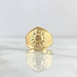 Anillo Sello Sol 2gr / T7 / Mate Texturizado Oro Amarillo ©