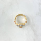 Anillo Cruz Virgen Guadalupe 8.45gr / T11 / Circones Blancos - Verdes - Fucsias Tres Oros ©