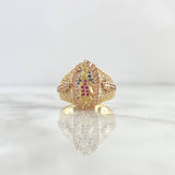 Anillo Cruces Virgen De Guadalupe Silueta 7.6gr / T7 3/4 / Circones Blancos - Azules - Fucsias Dos Oros Amarillo Rosa ©
