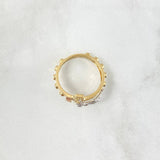 Anillo Cristo INRI 4.25gr / T8 1/4 / Esferas Circones Blancos Tres Oros ©