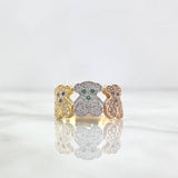 Anillo Trio Osos TS 4.15gr / T7 1/2 / Circones Blancos - Azules - Verdes - Negros Tres Oros ©