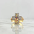 Anillo Cruz Virgen Guadalupe 8.05gr / T10 / Circones Blancos Azules Y Fucsias Tres Oros