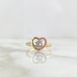 Anillo Quinces Corazón 2.3gr / T7 1/4 / Circones Blancos Y Rosas Dos Oros Amarillo Blanco