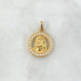 Dije Rostro Jesús 2.6gr / 2.3cm / Circular Circones Blancos Oro Amarillo