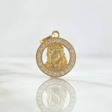 Dije Rostro Jesús 2.6gr / 2.3cm / Circular Circones Blancos Oro Amarillo
