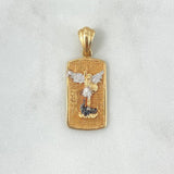 Dije Placa San Miguel Arcángel 5.05gr / 3.4cm / Dos Oros Amarillo Blanco