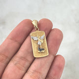 Dije Placa San Miguel Arcángel 5.05gr / 3.4cm / Dos Oros Amarillo Blanco