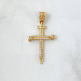 Dije Cruz Clavos 3.4gr / 3.9cm / Circones Blancos Oro Amarillo