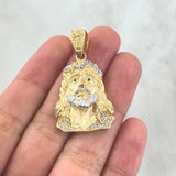 Dije Rostro Jesús 11.1gr / 4cm / Circones Blancos Ojos Azules Dos Oros Amarillo Blanco