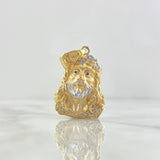 Dije Rostro Jesús 11.1gr / 4cm / Circones Blancos Ojos Azules Dos Oros Amarillo Blanco