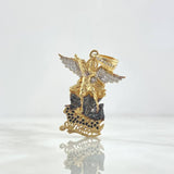 Dije San Miguel Arcángel 7.4gr / 4cm / Circones Blancos Y Negros Oro Amarillo