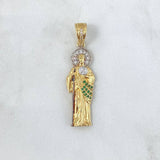 Dije San Judas Tadeo 4gr / 4.1cm / Circones Blancos Y Verdes Dos Oros Amarillo Blanco