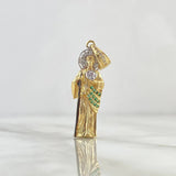 Dije San Judas Tadeo 4gr / 4.1cm / Circones Blancos Y Verdes Dos Oros Amarillo Blanco
