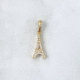 Dije Torre Eiffel 1.1gr / 2.2cm / Circones Blancos Oro Amarillo