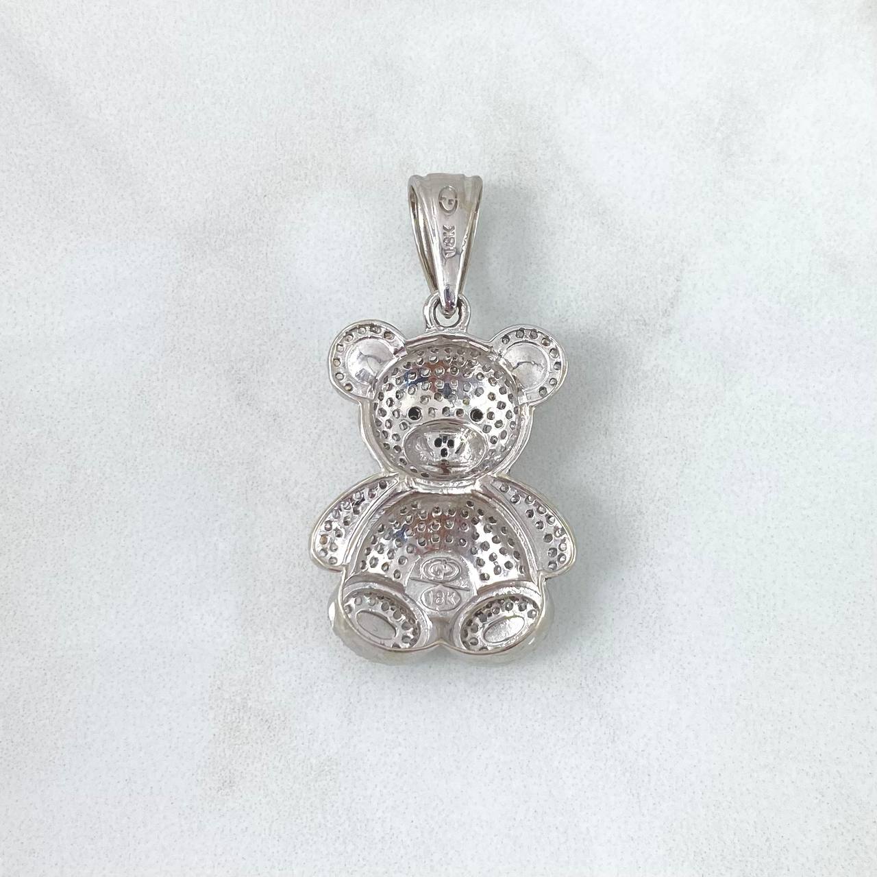 Dije Oso 8.45gr / 4cm / Circones Negros Y Blancos Oro Blanco