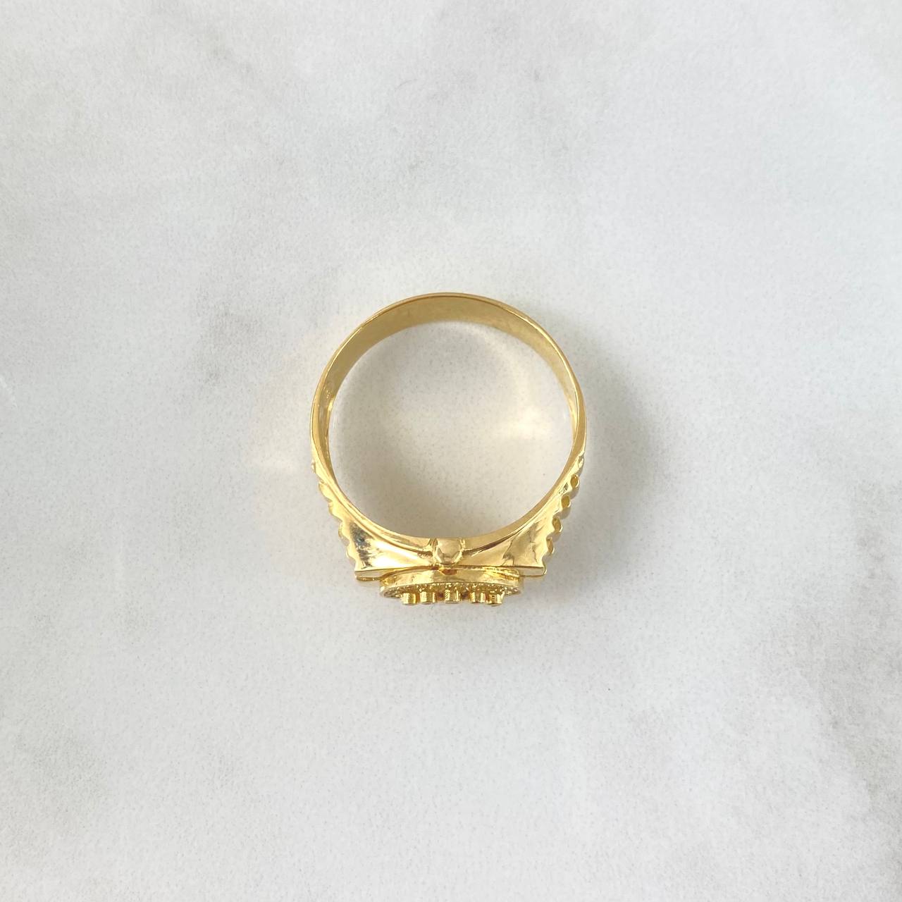 Anillo Sello Corona RX 7.95gr / T12 3/4 / Circones Blancos Oro Amarillo ©