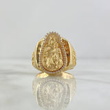 Anillo Virgen Del Carmen 14.6gr / T9 1/2 / Circones Blancos Oro Amarillo ©