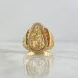 Anillo Virgen Del Carmen 14.4gr / T10 1/2 / Mate Circones Blancos Oro Amarillo 18K