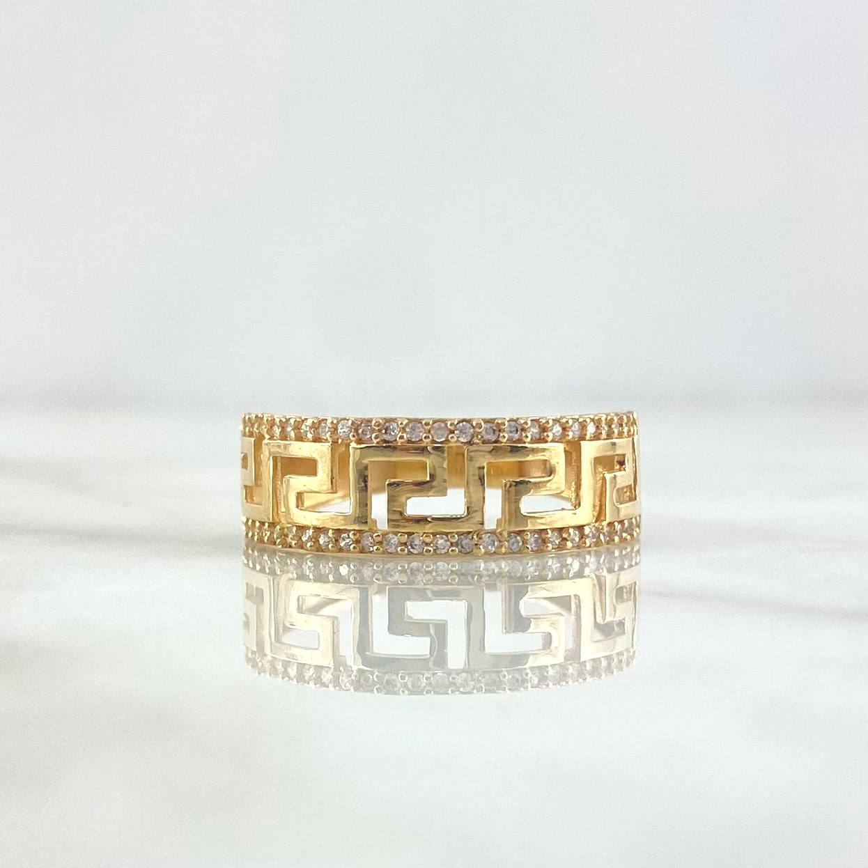 Anillo Tribal 4.25gr / T10 1/4 / Circones Blancos Oro Amarillo ©
