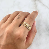 Anillo Tribal 4.25gr / T10 1/4 / Circones Blancos Oro Amarillo ©