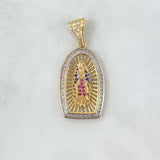 Dije Virgen Guadalupe Marco 3.95gr / 3.2cm / Circones Blancos - Azules - Fucsias Dos Oros Amarillo Blanco