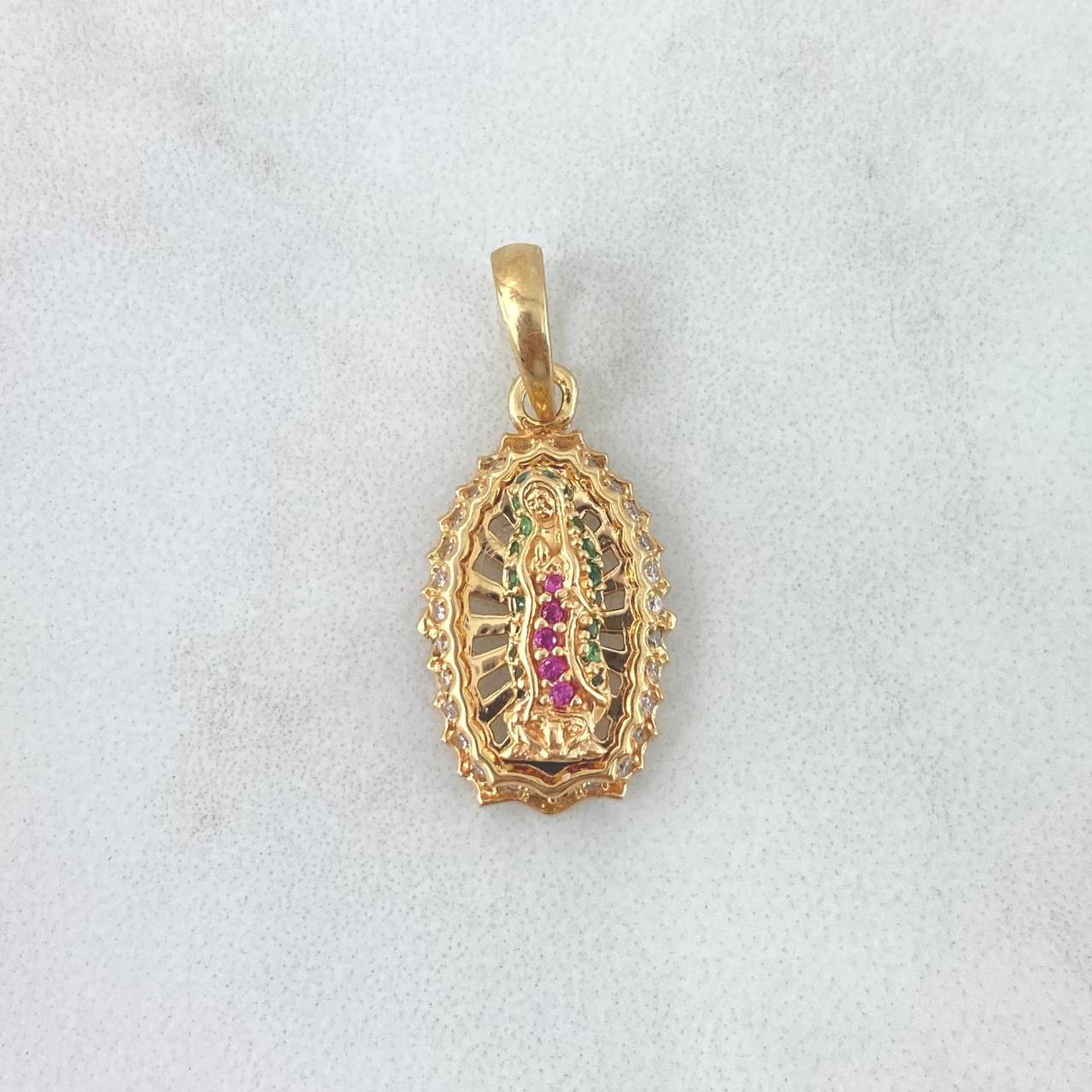 Dije Virgen Guadalupe 2.95gr / 2.4cm / Circones Blancos - Azules - Fucsias Oro Amarillo