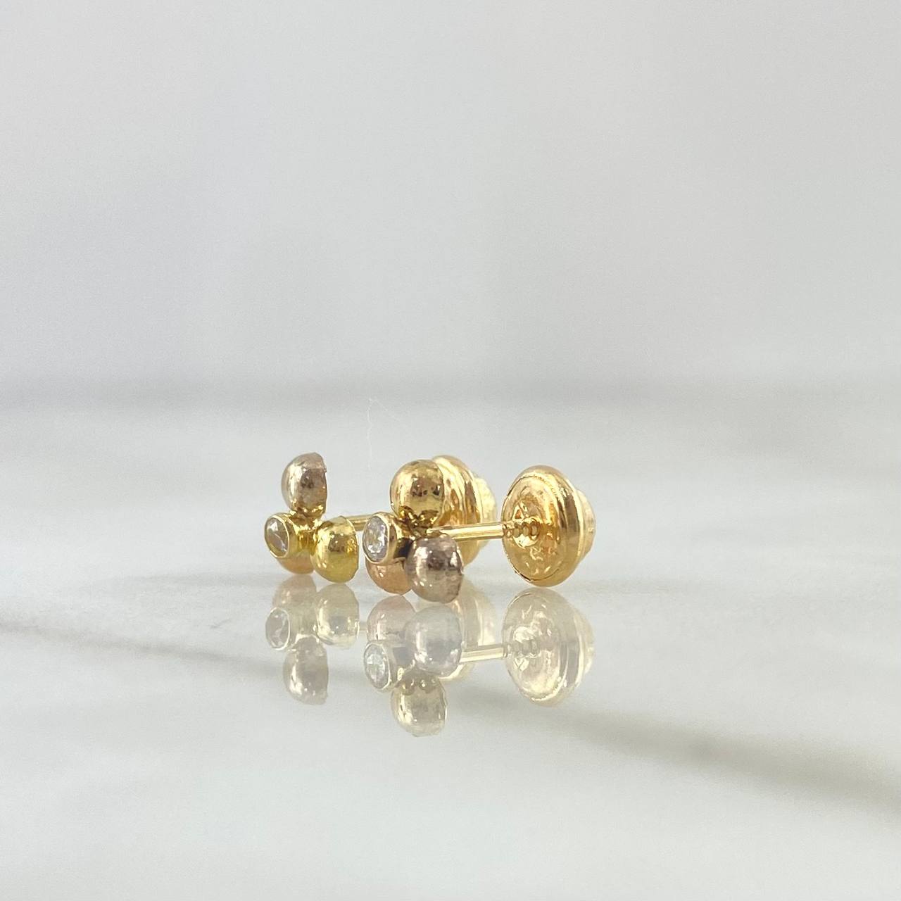 Topos Trio de Bolas 0.7gr / 6mm Circon Blanco Oro Amarillo