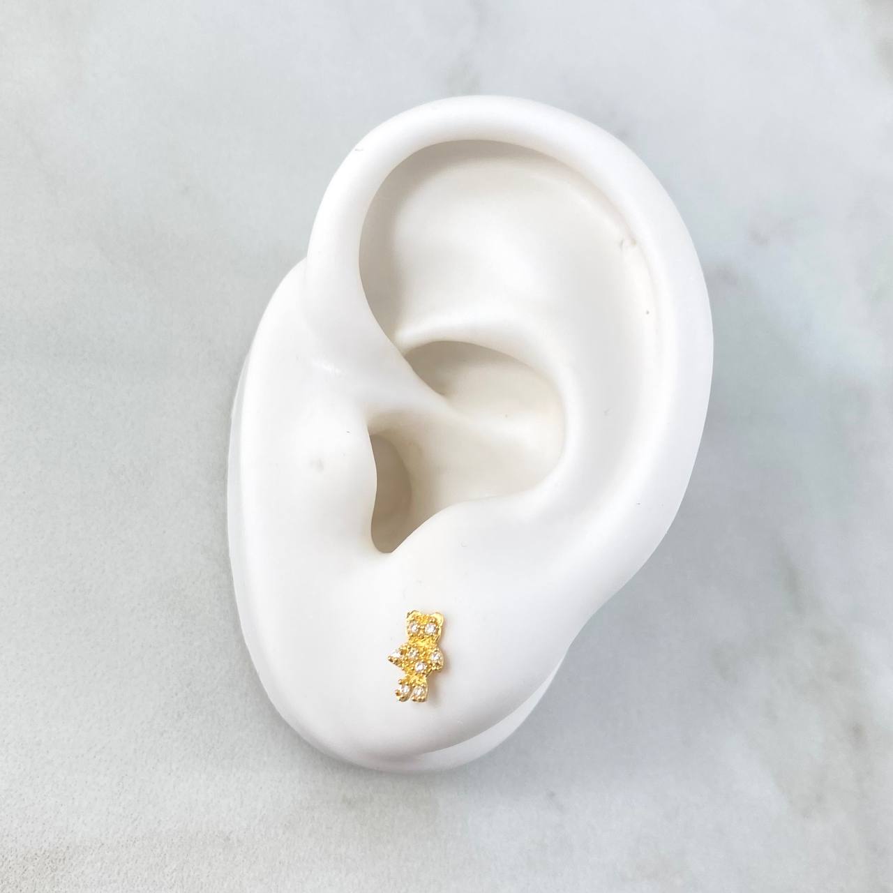 Topos Silueta de Oso 0.75gr / 7mm Circones Blancos Oro Amarillo