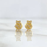 Topos Silueta de Oso 0.75gr / 7mm Circones Blancos Oro Amarillo
