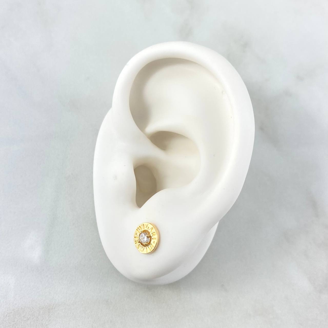 Topos Rusticos 1.25gr / 7mm Circon Blanco Oro Amarillo