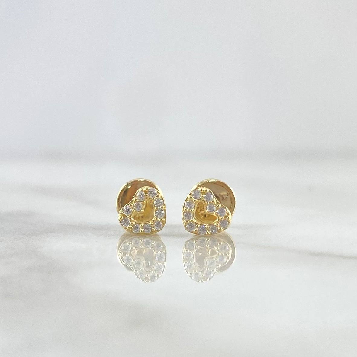 Topos Corazón Silueta 0.7gr / 5mm Circones Blancos Oro Amarillo