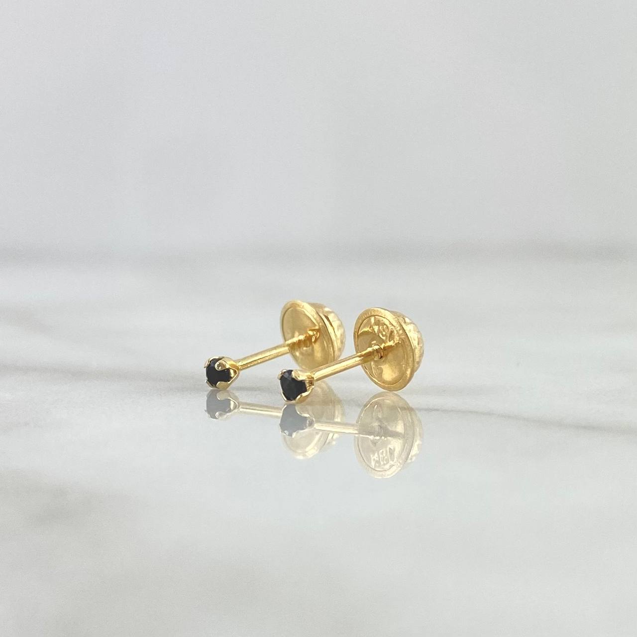 Topos Cuatro Garras 0.4gr / 2mm Circon Negro Oro Amarillo