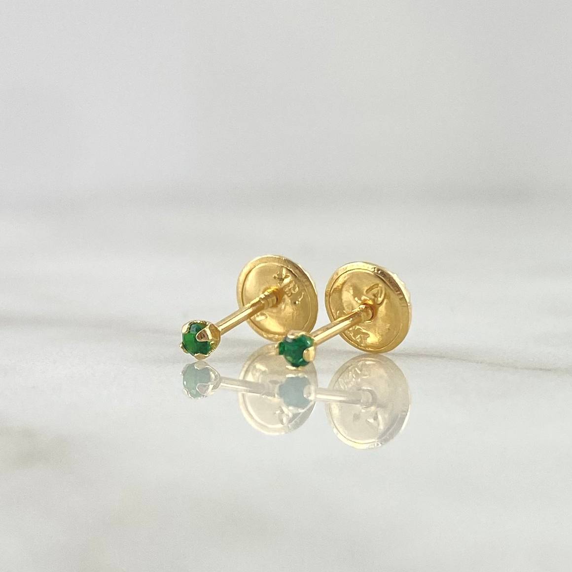 Topos Cuatro Garras 0.4gr / 2mm Circon Verde Oro Amarillo