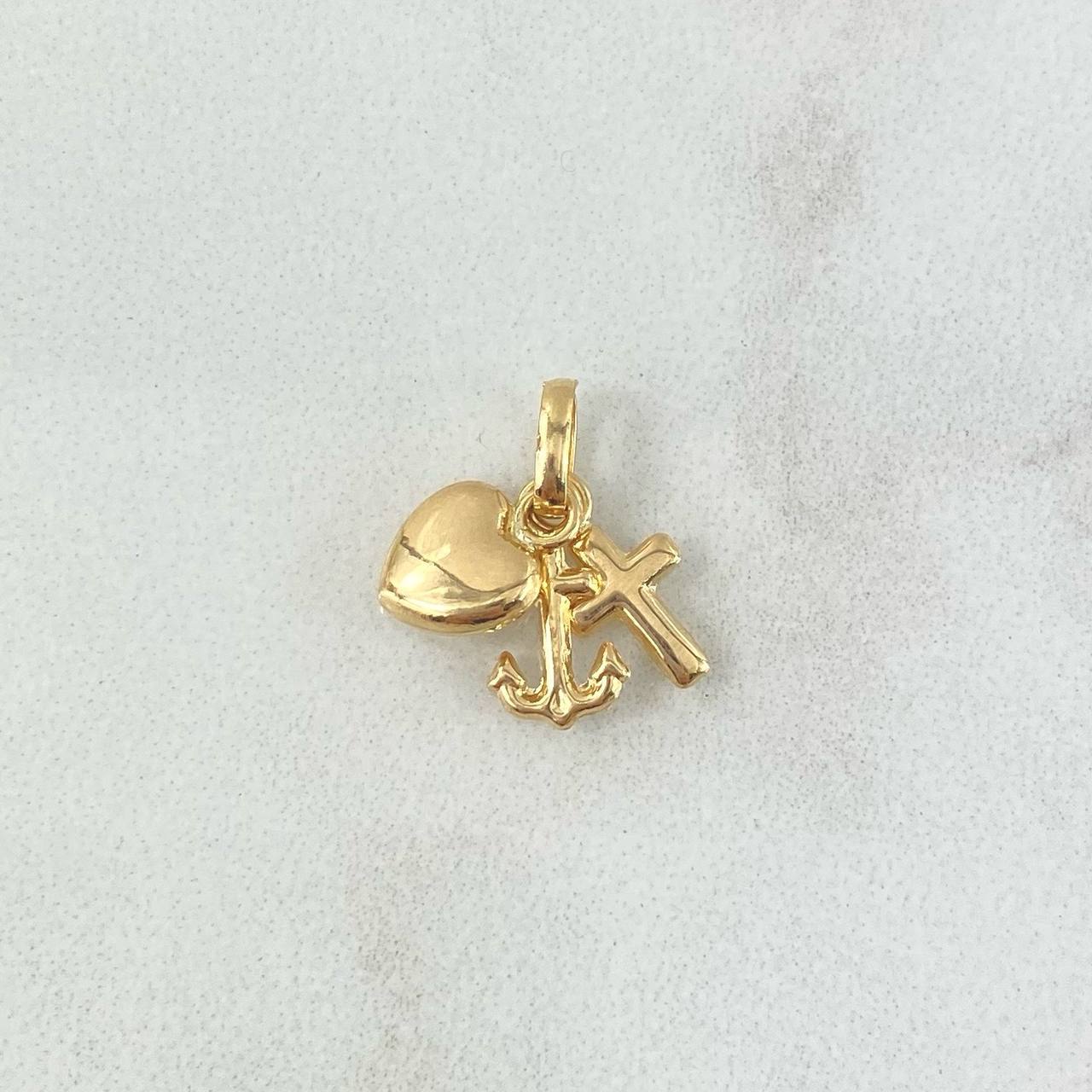 Dije Tres Gracias 0.55gr / 1.5cm / "Cruz- Corazón-Ancla" Oro Amarillo 18K ©
