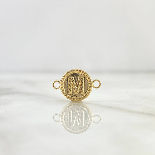 Herraje Letra M 0.6gr / 1.7cm / Circulo Bordeado Oro Amarillo 18K ©