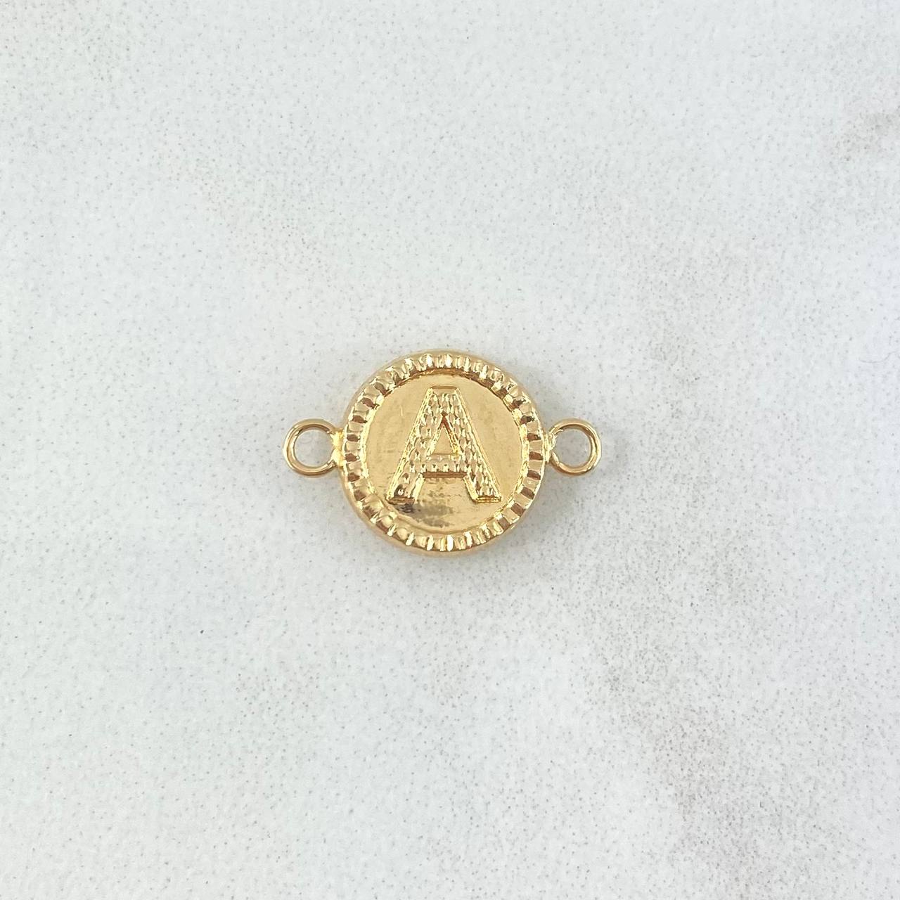Herraje Letra A 0.5gr / 1.6cm / Circular Bordeado Oro Amarillo