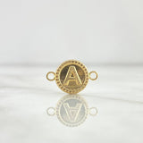 Herraje Letra A 0.5gr / 1.6cm / Circular Bordeado Oro Amarillo
