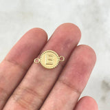 Herraje Letra B Mate 0.65gr / 1.7cm-Circulo Bordeado  Oro Amarillo 18K
