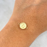 Herraje Letra B Mate 0.65gr / 1.7cm-Circulo Bordeado  Oro Amarillo 18K