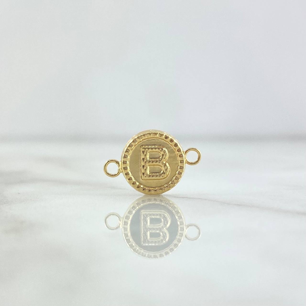 Herraje Letra B Mate 0.65gr / 1.7cm-Circulo Bordeado  Oro Amarillo 18K