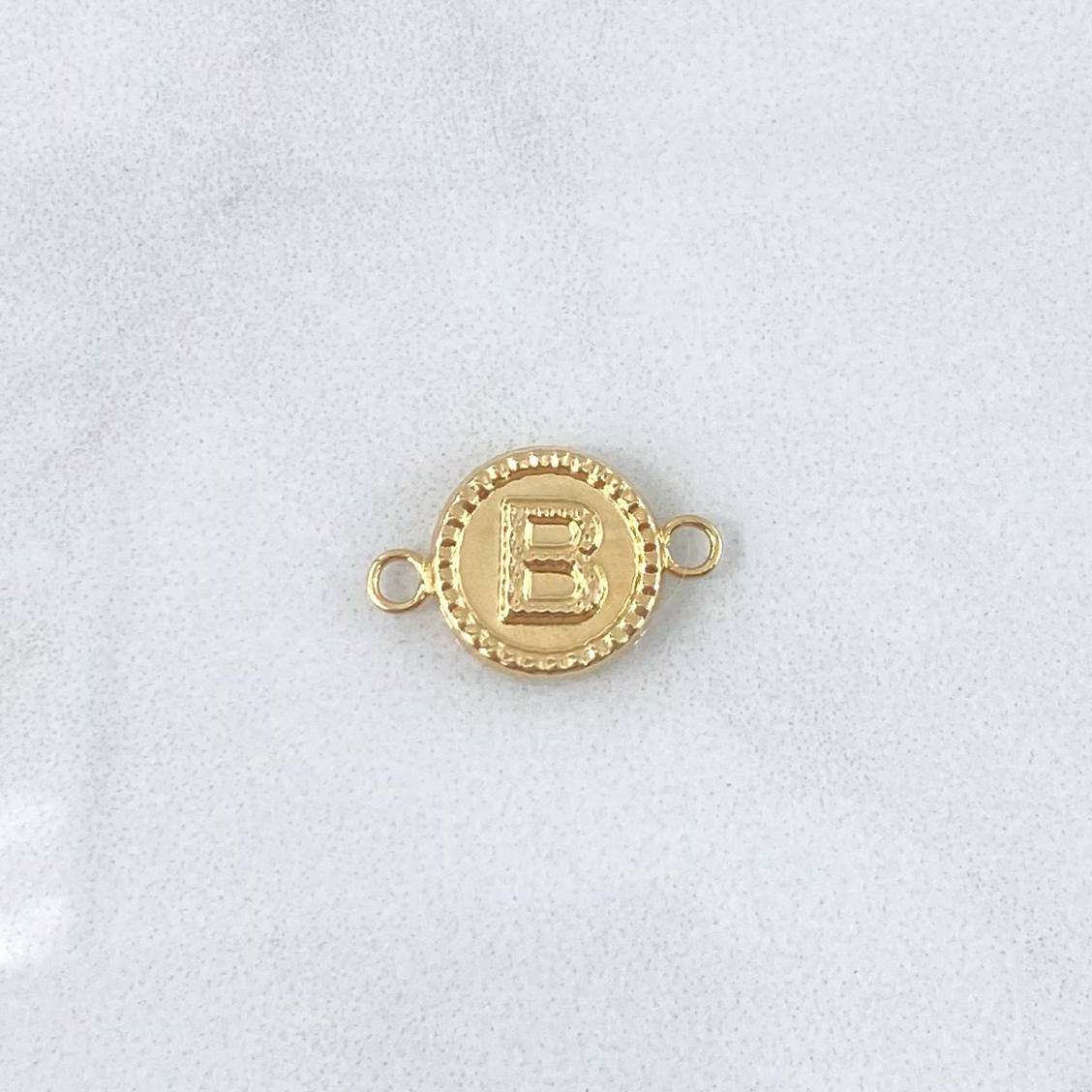 Herraje Letra B Mate 0.65gr / 1.7cm-Circulo Bordeado  Oro Amarillo 18K