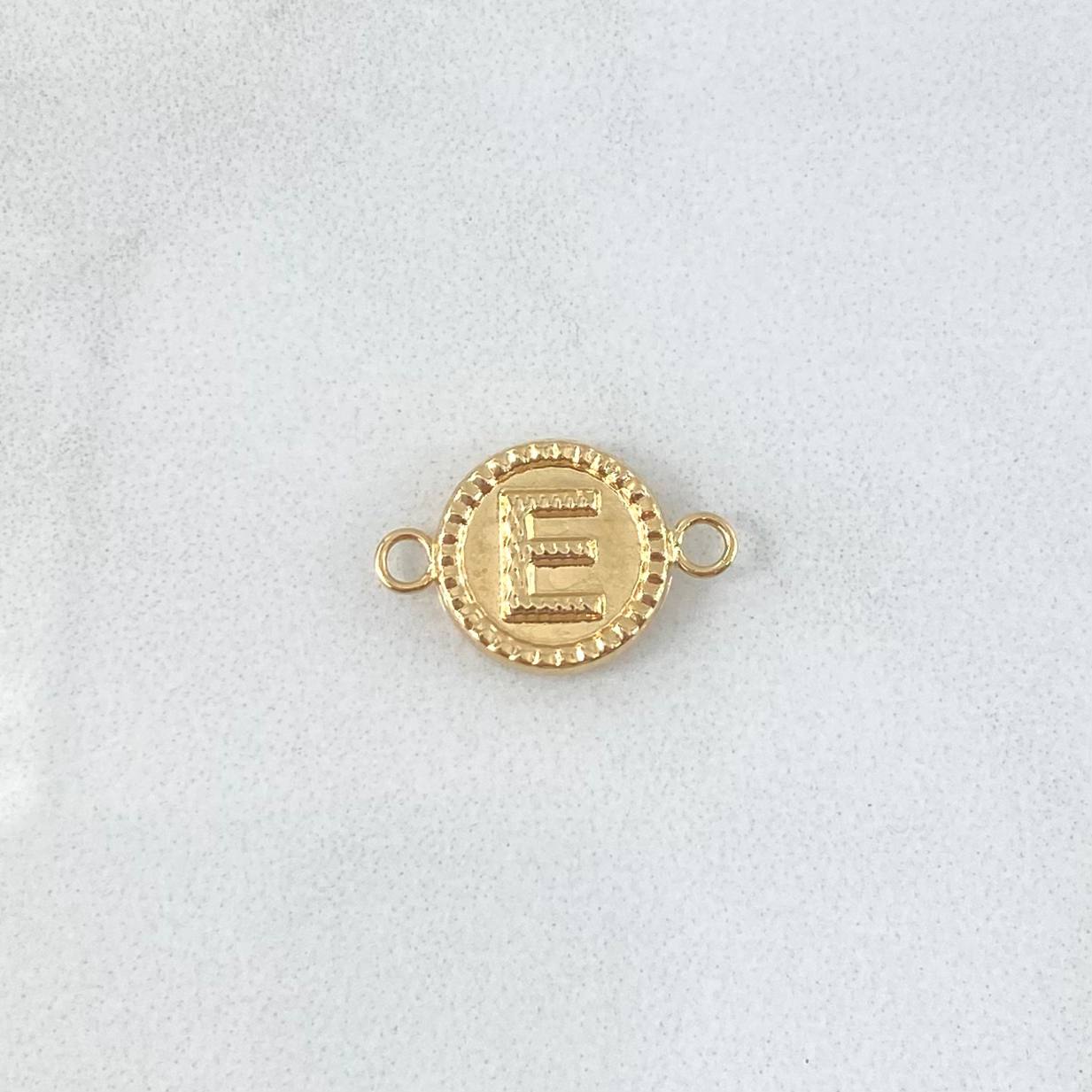 Herraje Letra E 0.5gr / 1.7cm / Circular Bordeado Oro Amarillo 18K