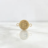 Herraje Letra E 0.5gr / 1.7cm / Circular Bordeado Oro Amarillo 18K