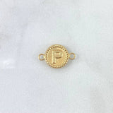 Herraje Letra P Mate 0.55gr / 1cm-1.7cm / Circulo Bordeado Oro Amarillo 18K ©