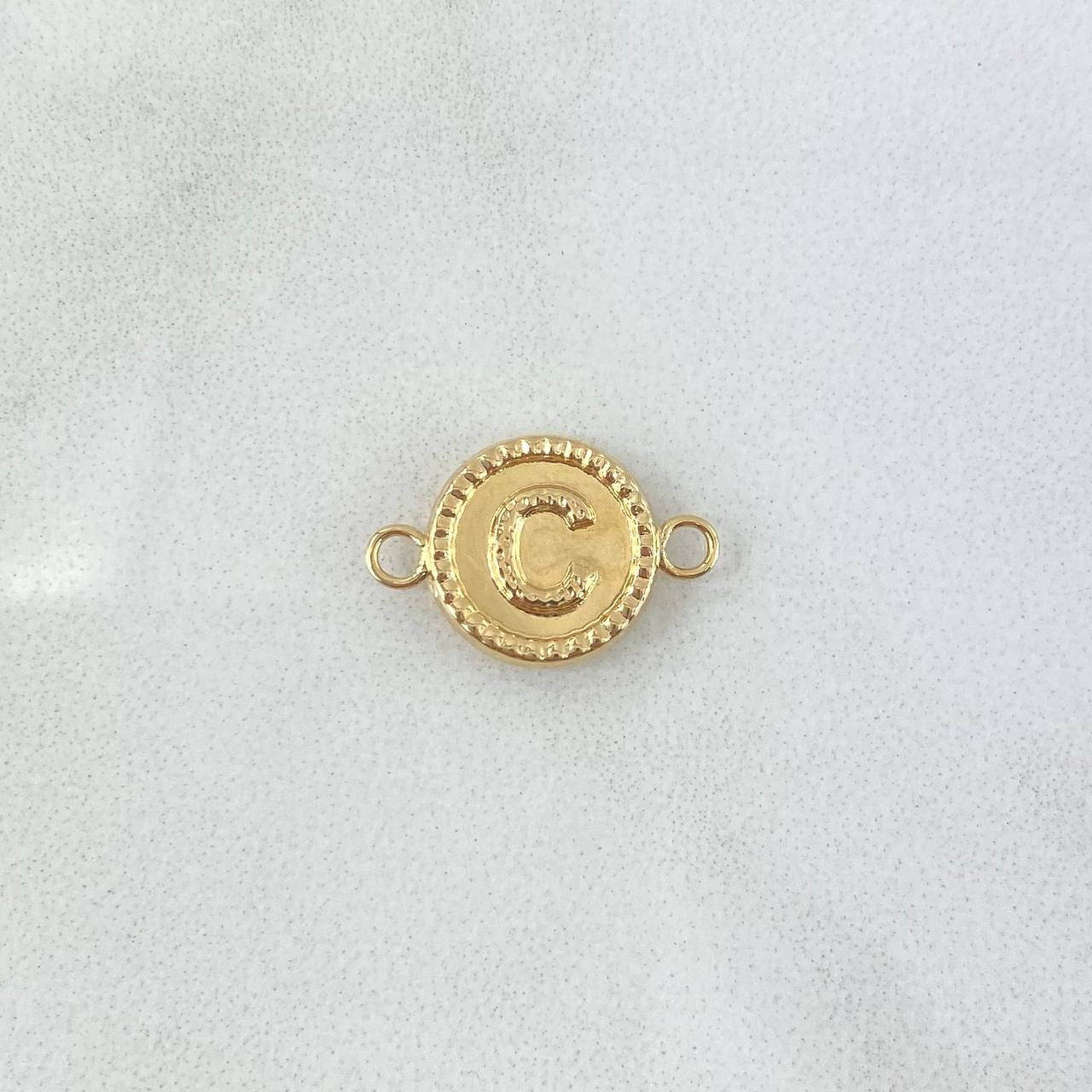 Herraje Letra C 0.5gr / 1.6cm / Circular Bordeado Oro Amarillo ©