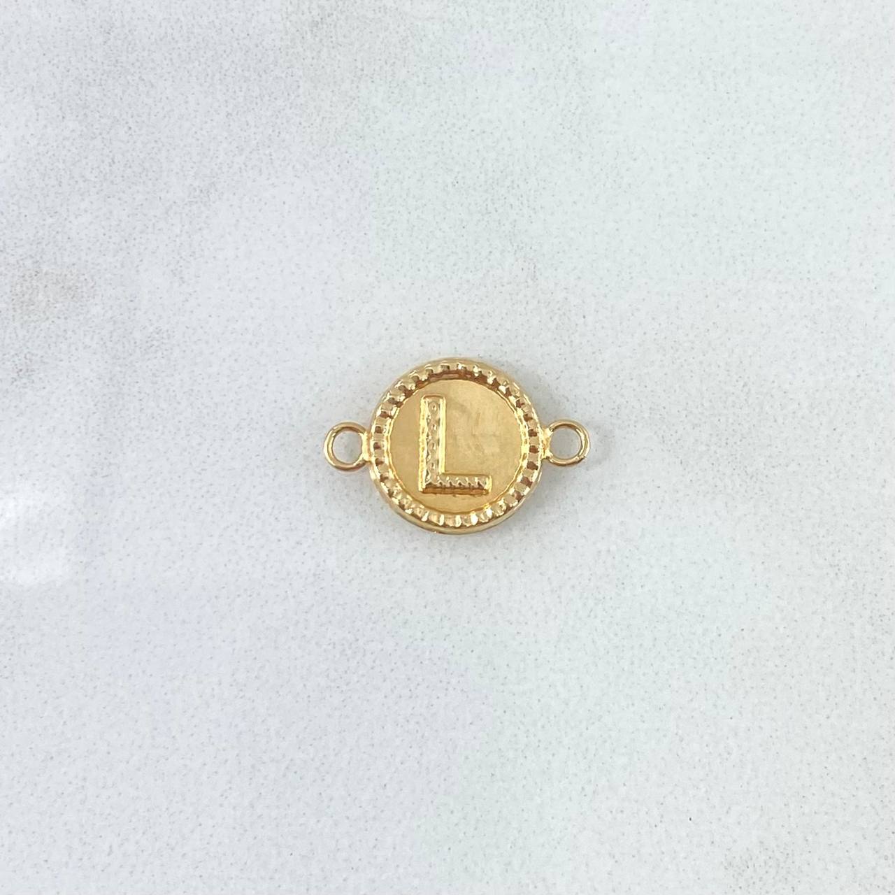 Herraje Letra L 0.5gr / 1.6cm / Circular Bordeado Oro Amarillo