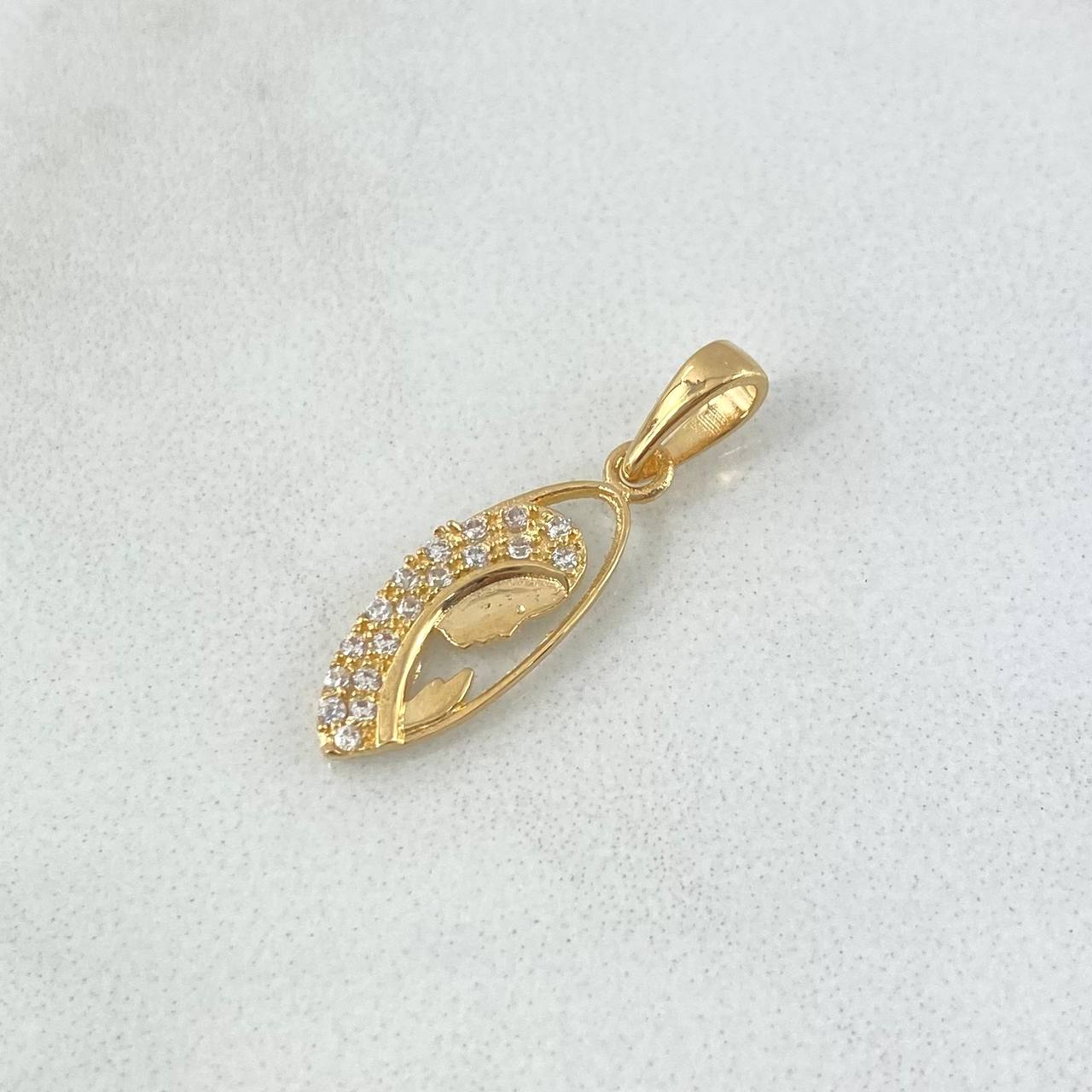 Dije Virgen Maria Silueta 0.7gr / 2.1cm / Circones Blancos Oro Amarillo