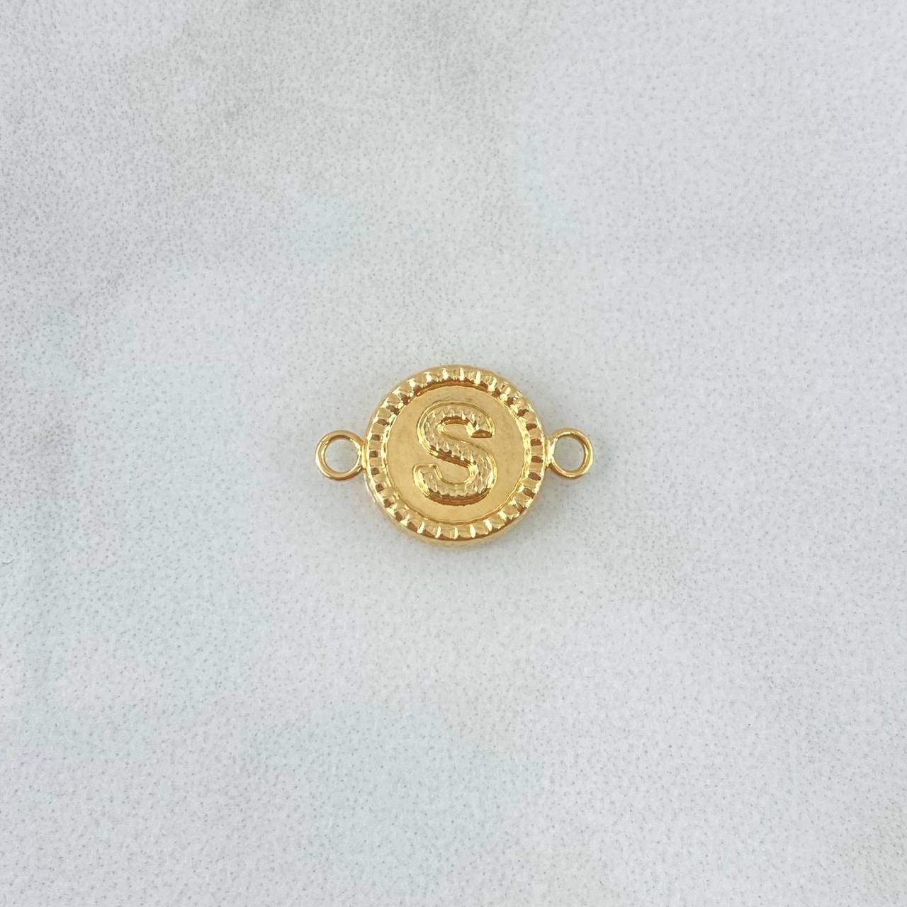 Herraje Letra S 0.5gr / 1.6cm / Circular Bordeado Oro Amarillo