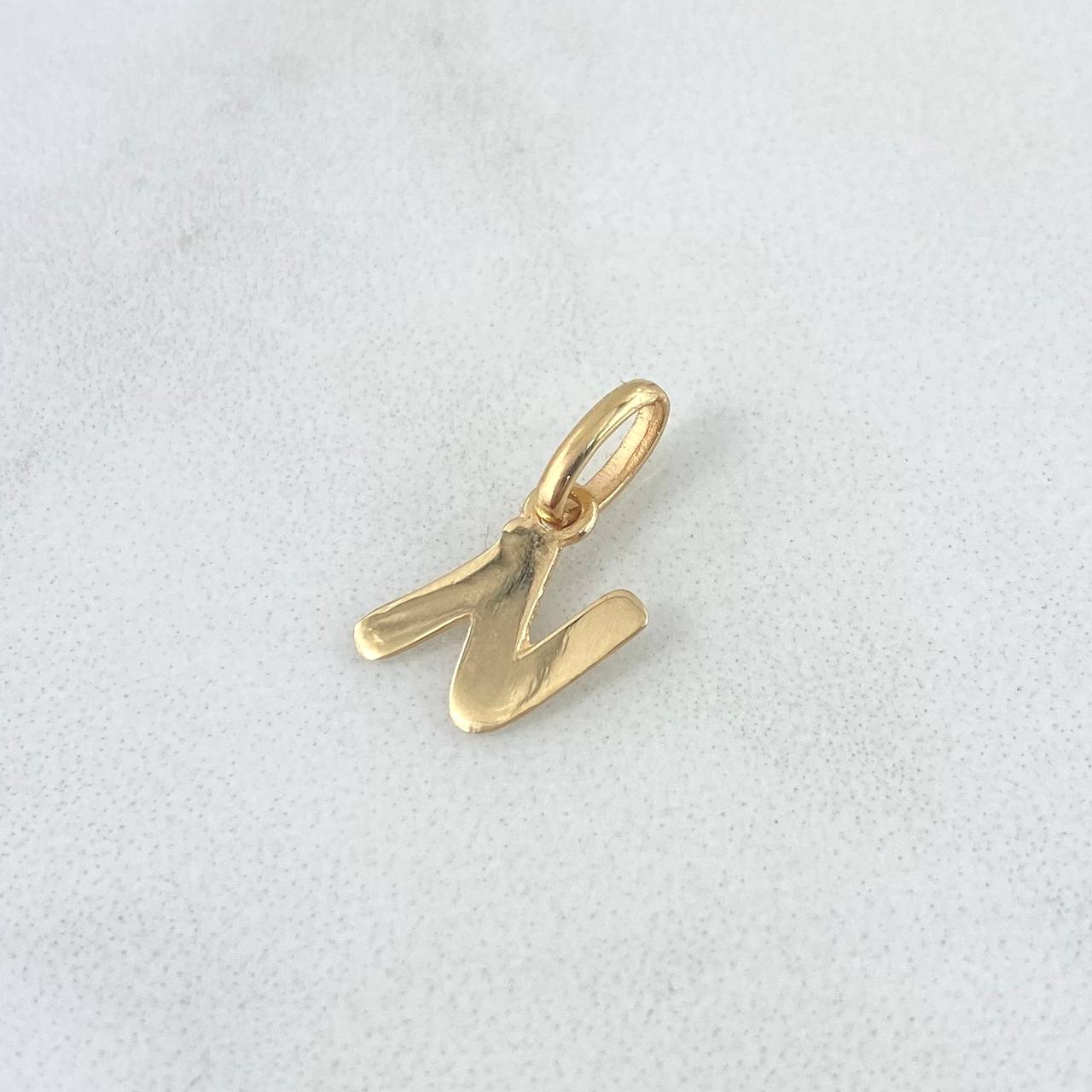 Dije Letra N Cursiva 0.45gr / 1.6cm-Lisa Oro Amarillo 18K *